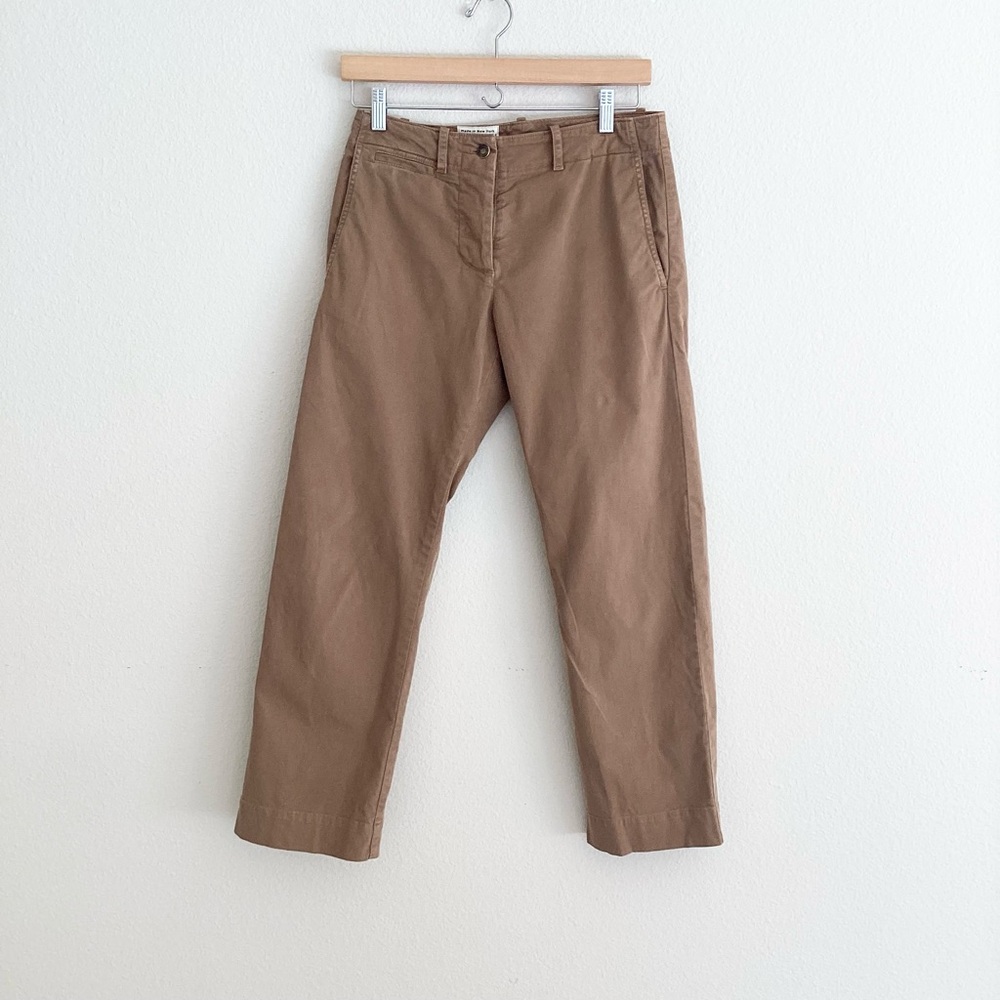 Nili Lotan Tomboy Neutral Brown Khakis Straight Leg Pants SZ 0